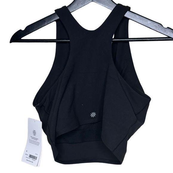 NWT Athleta Womens Raceback Crop Tank Top Black Athletic Lightweight Size M - Picture 2 of 5